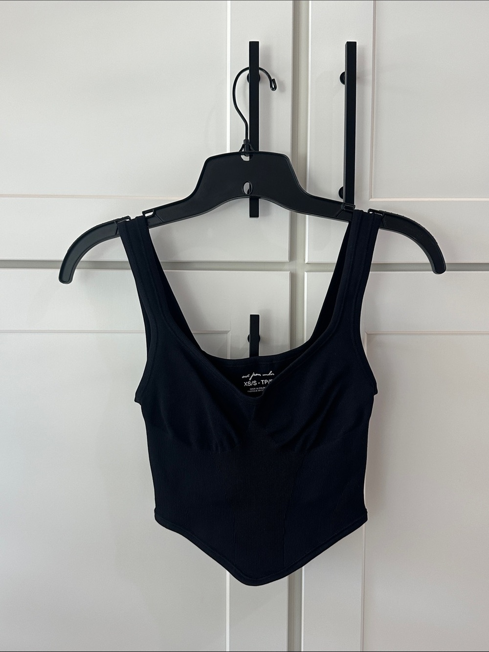 Urban Outfitters Black Ribbed V-Neck Crop Tank